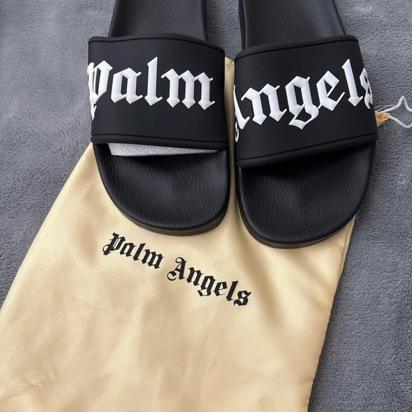 Palm Angels Black and White Slide Sandals